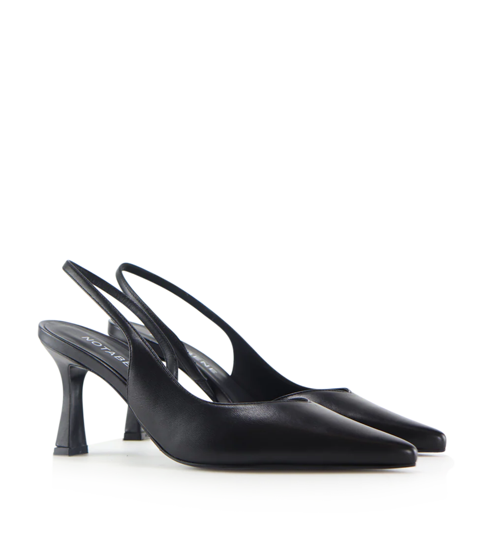 Emira 70 slingback stiletter, sort læder - Image 4
