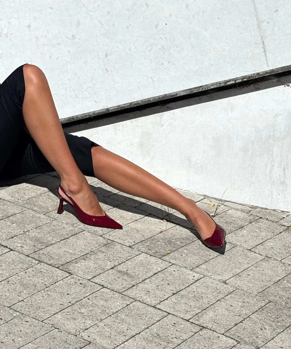Emira 70 slingback stiletter, bordeaux lak - Image 5