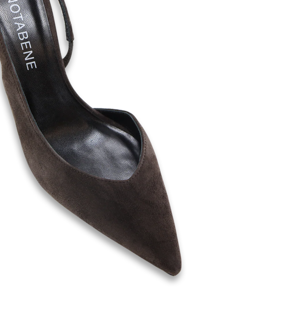 Emira 70 slingback stiletter, mørkebrun ruskind - Image 4