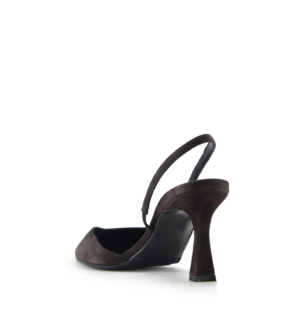 Emira 70 slingback stiletter, mørkebrun ruskind - Image 5