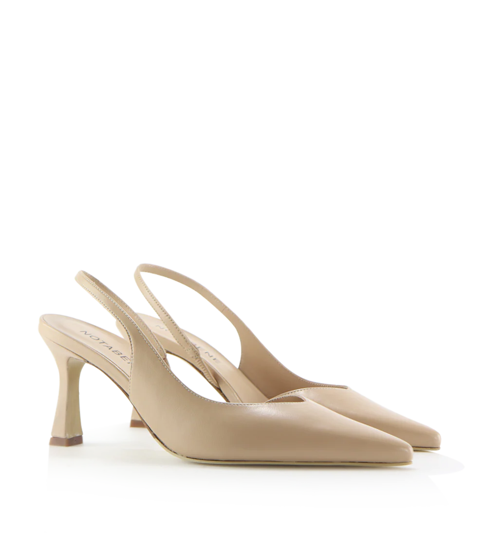 Emira 70 slingback stiletter, nude læder - Image 4