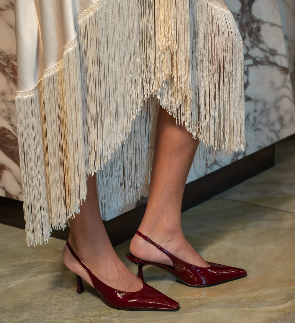 Emmely 70 slingback stiletter, bordeaux lak - Image 2