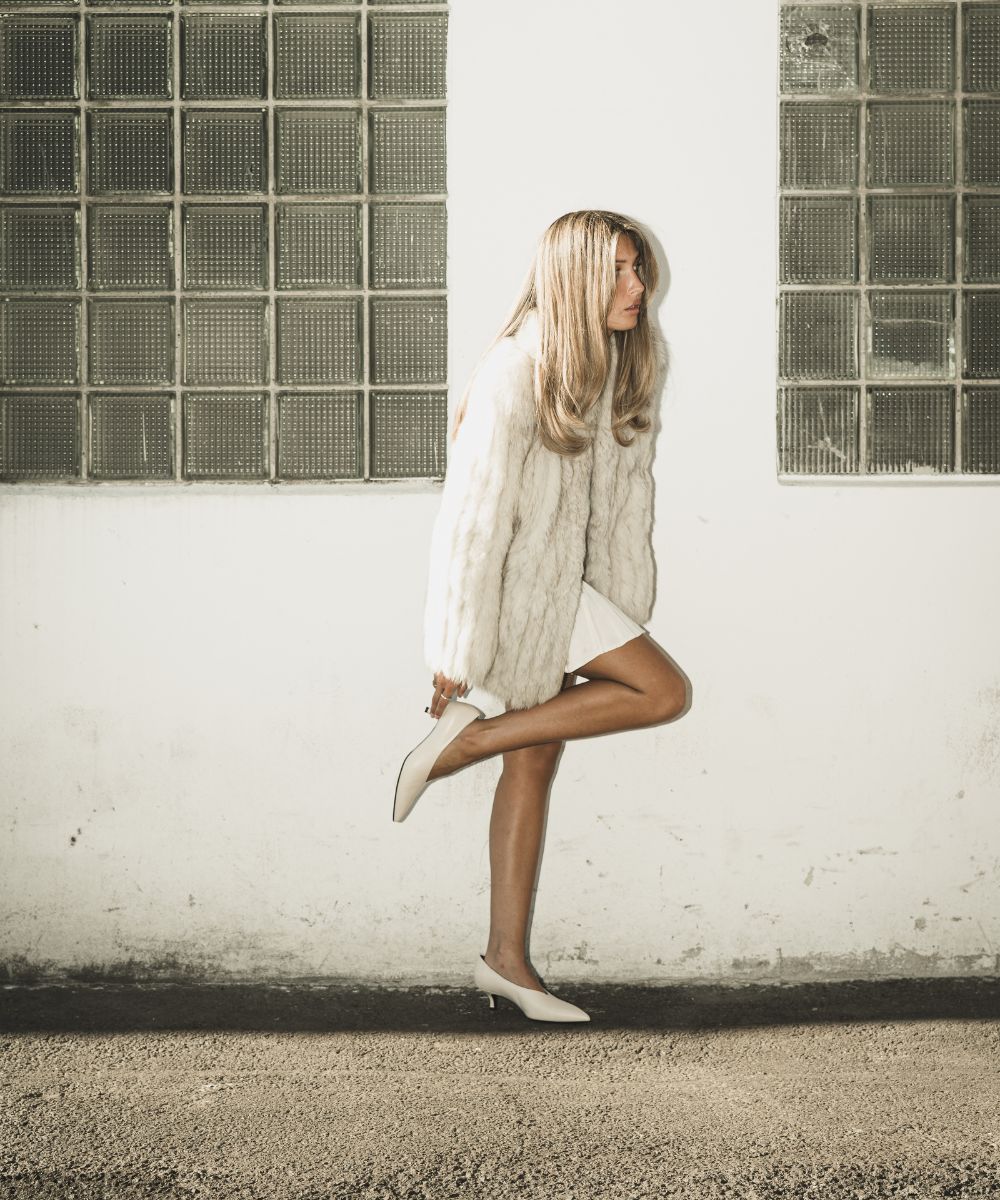 Gaia 40 stiletter, off-white læder - Image 3