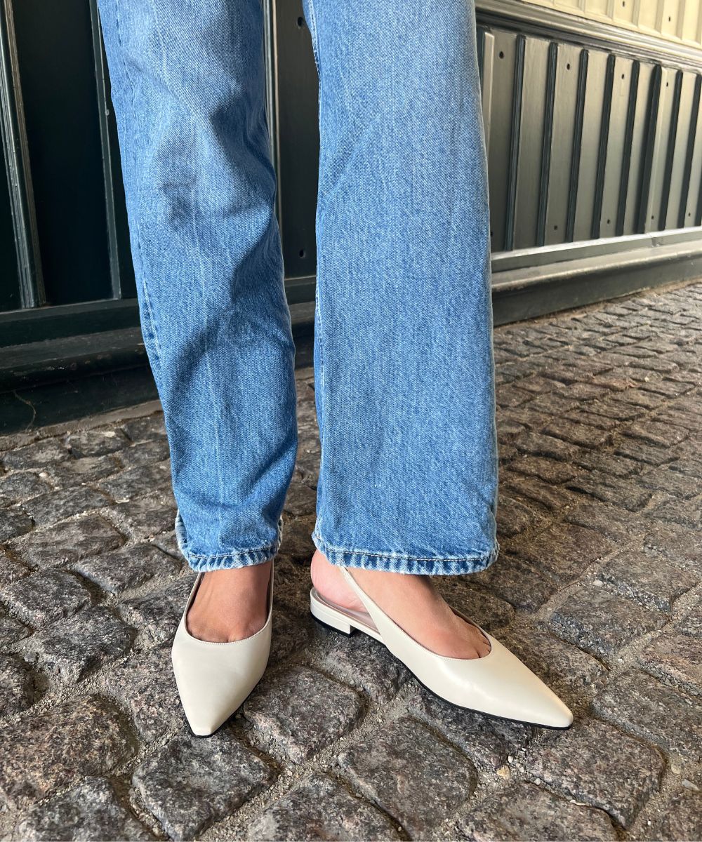Gilda slingback, off-white læder - Image 3