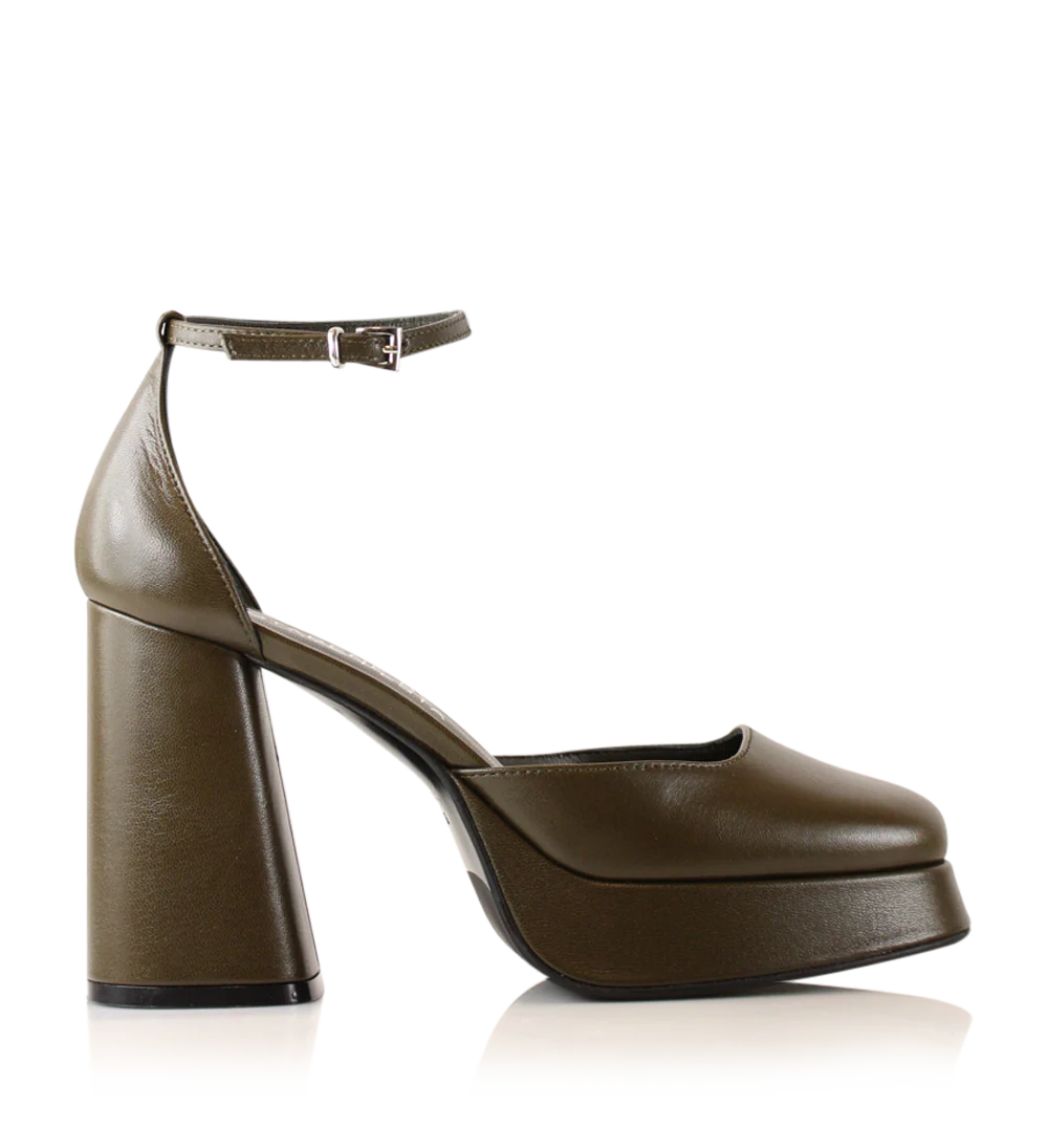 Hedi 100 pumps, olive læder