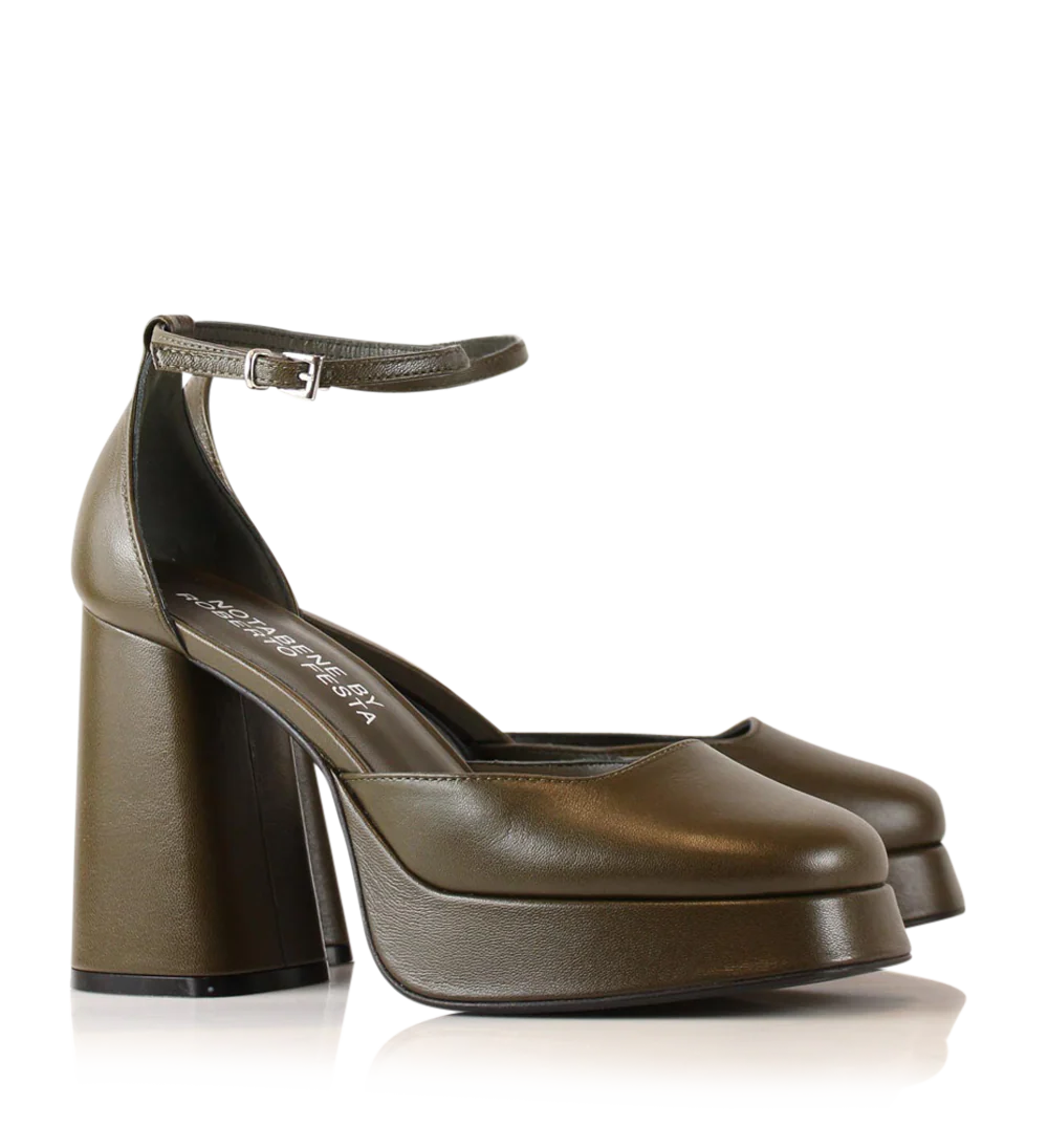 Hedi 100 pumps, olive læder - Image 3