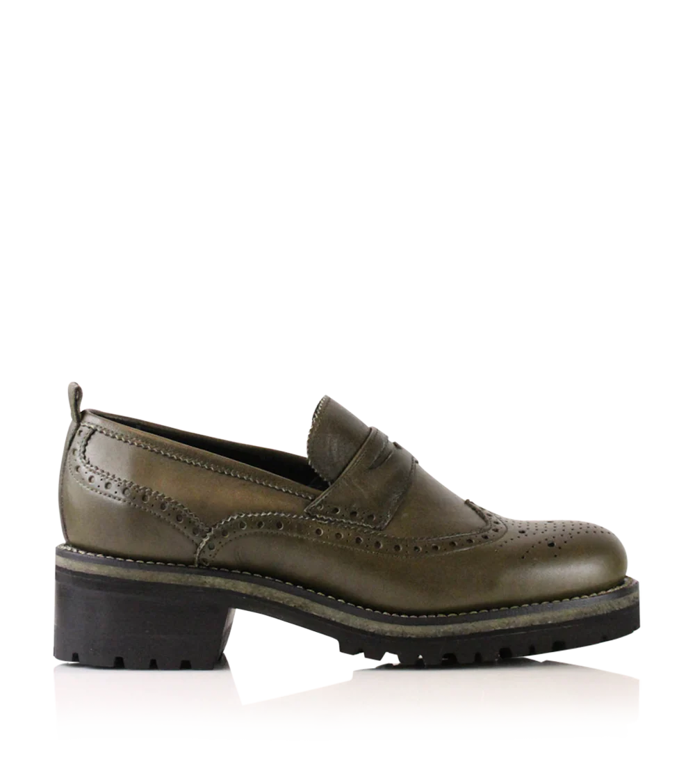 Idun loafers, olive læder