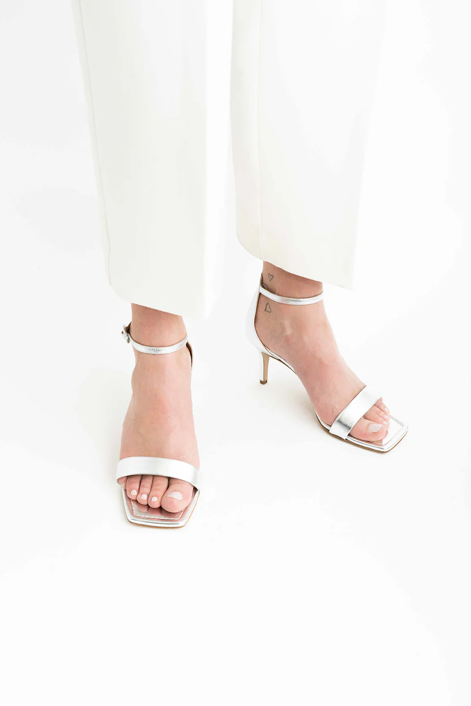 Rina 60 sandaler, sølv læder - Image 3