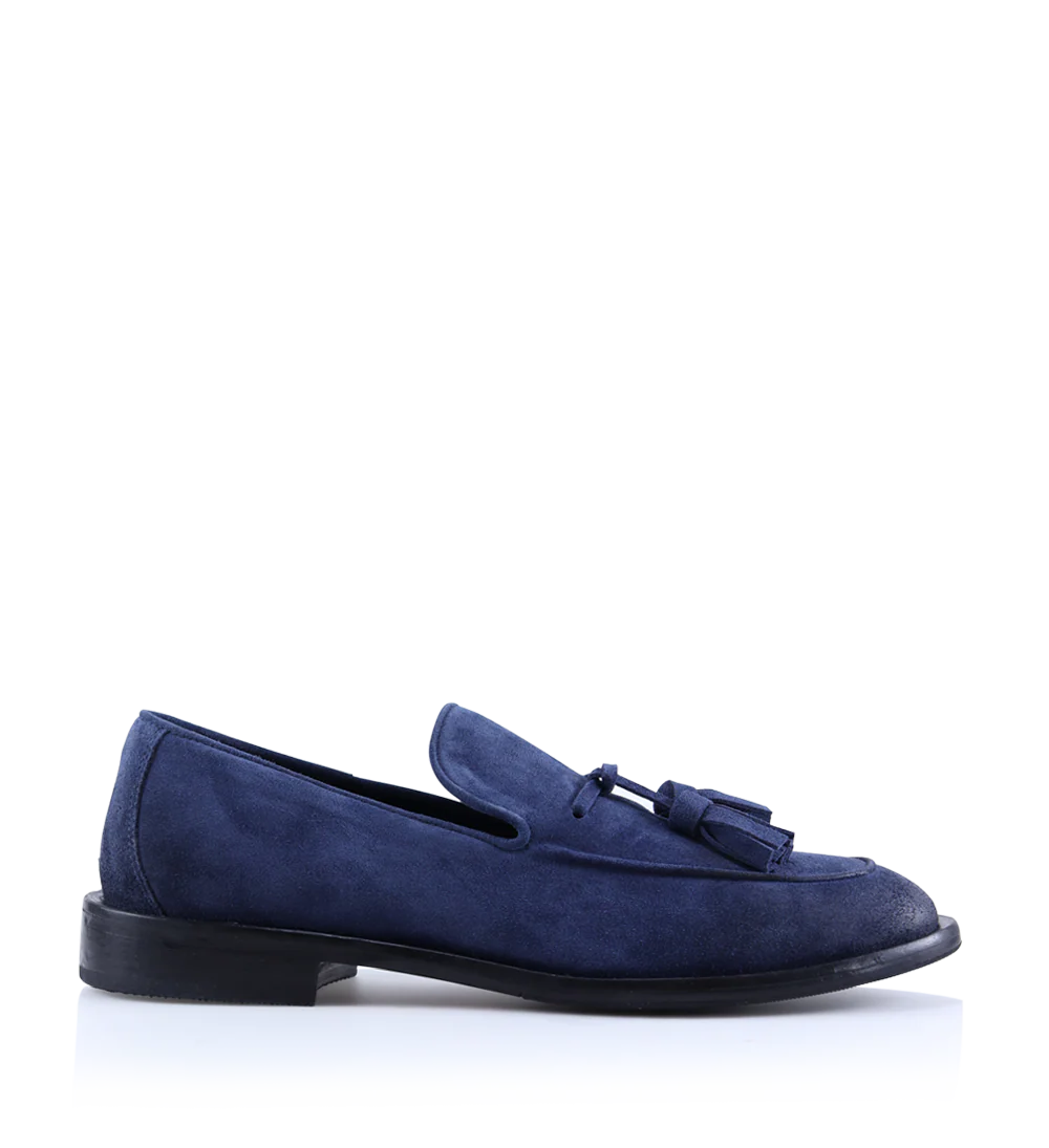 Vico loafers, blå ruskind
