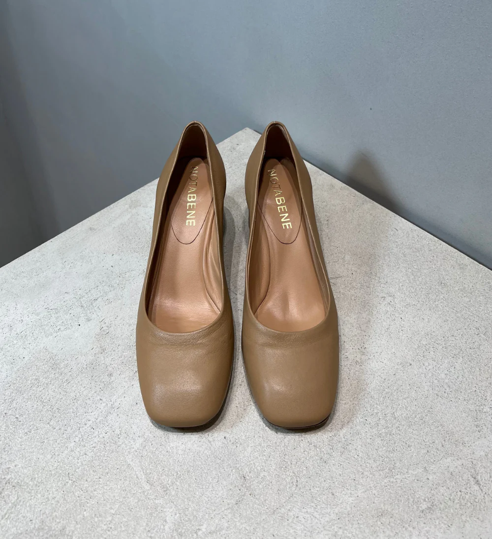 Sample, pumps, beige læder, str. 37 - Image 2